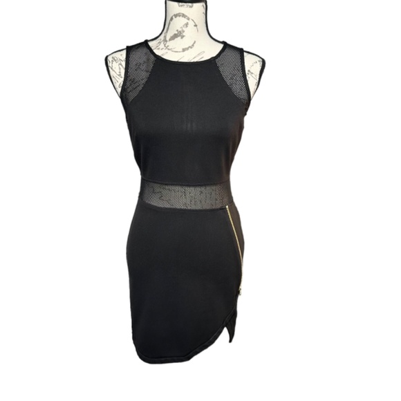 Gianni Bini Dresses & Skirts - Women's | Gianni Bini | Vintage Black Asymmetric Zip Netted Bodycon Dress - S